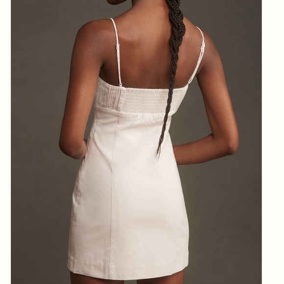 NWT! Anthropologie The Ophelia Sleeveless Linen Slim Mini Dress Maeve Light Sand - Picture 5 of 10